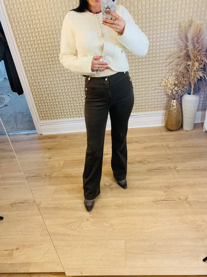 Folyrose Brown Button Jeans