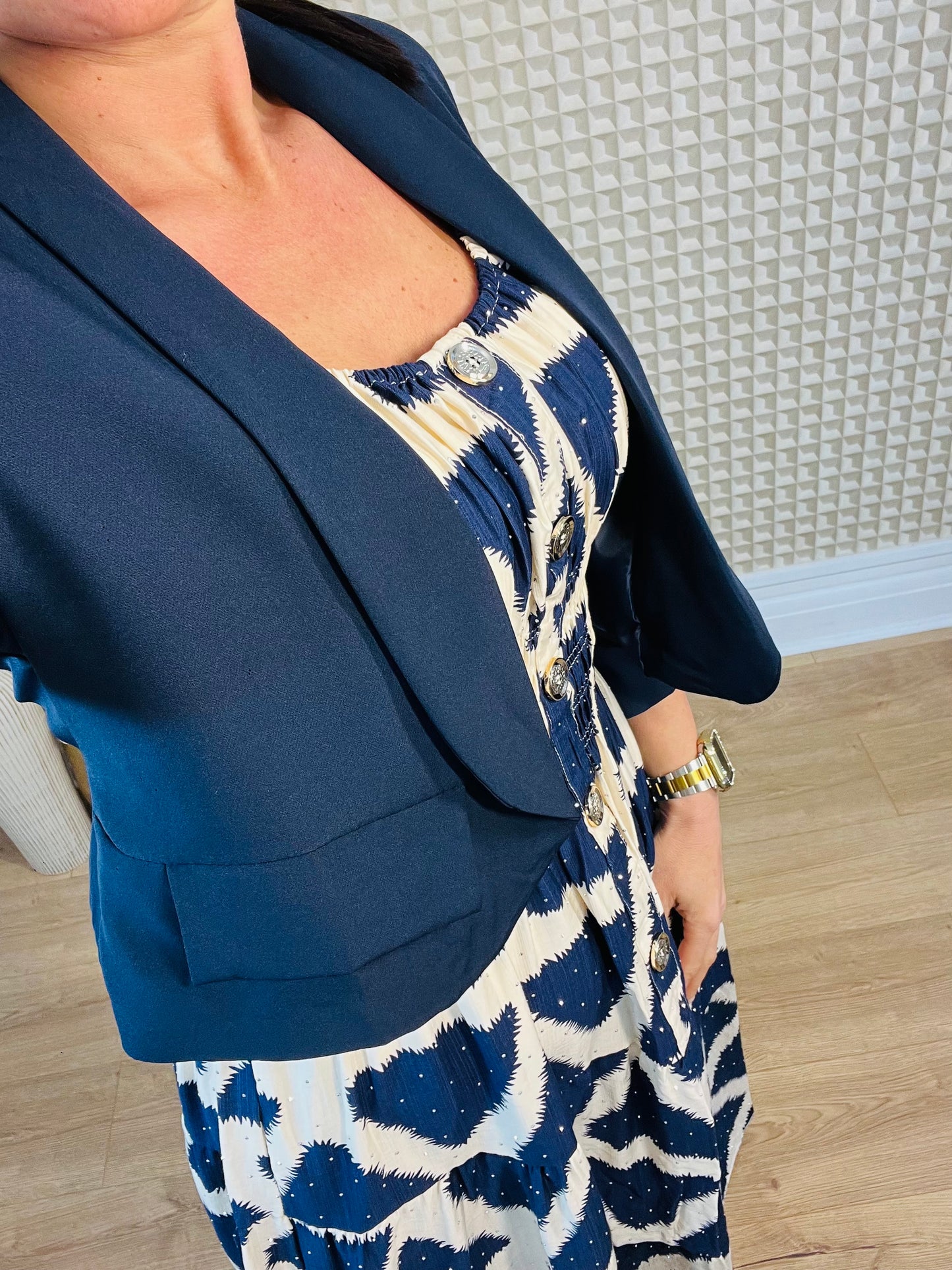 Cropped Blazer Navy