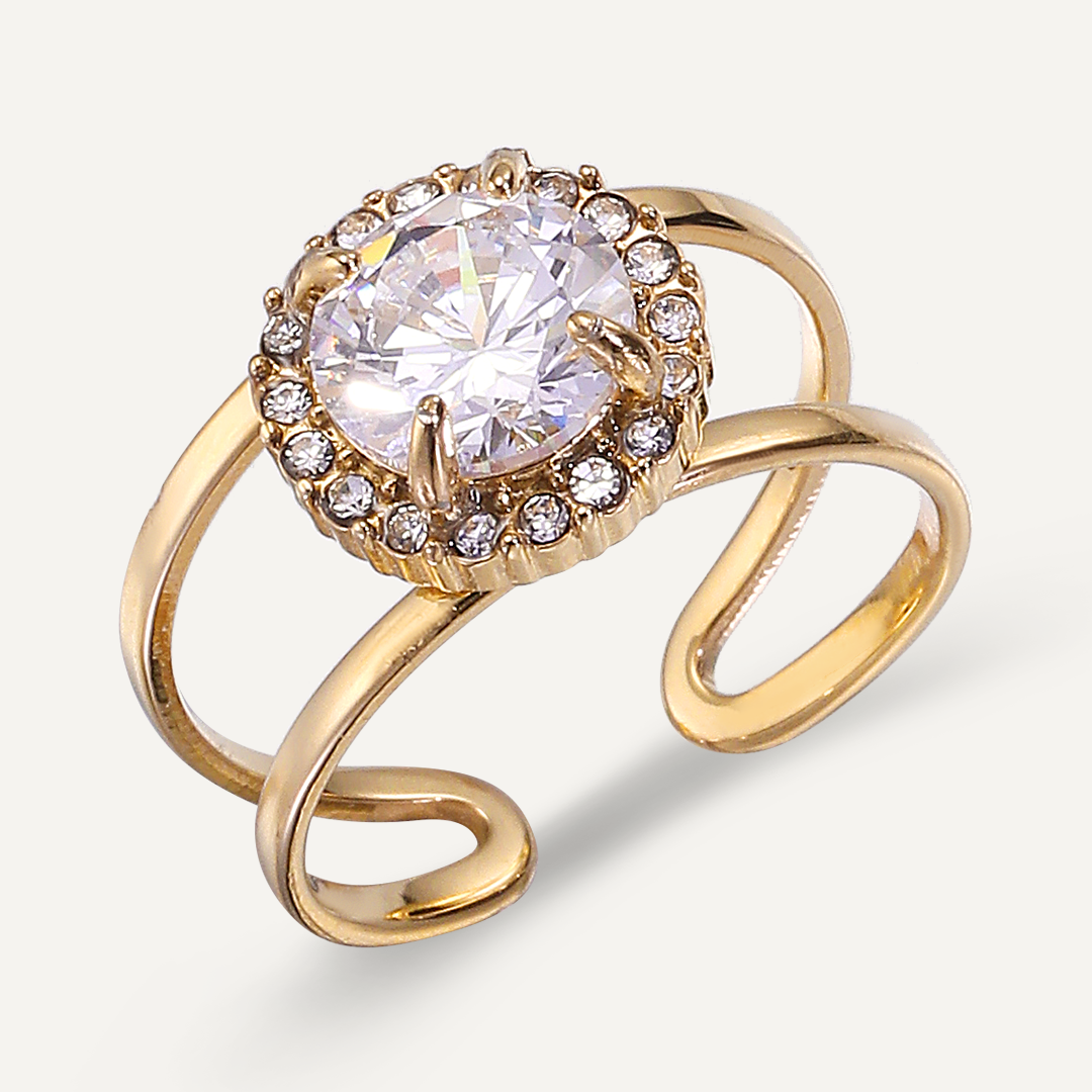 Gold Double band diamond ring