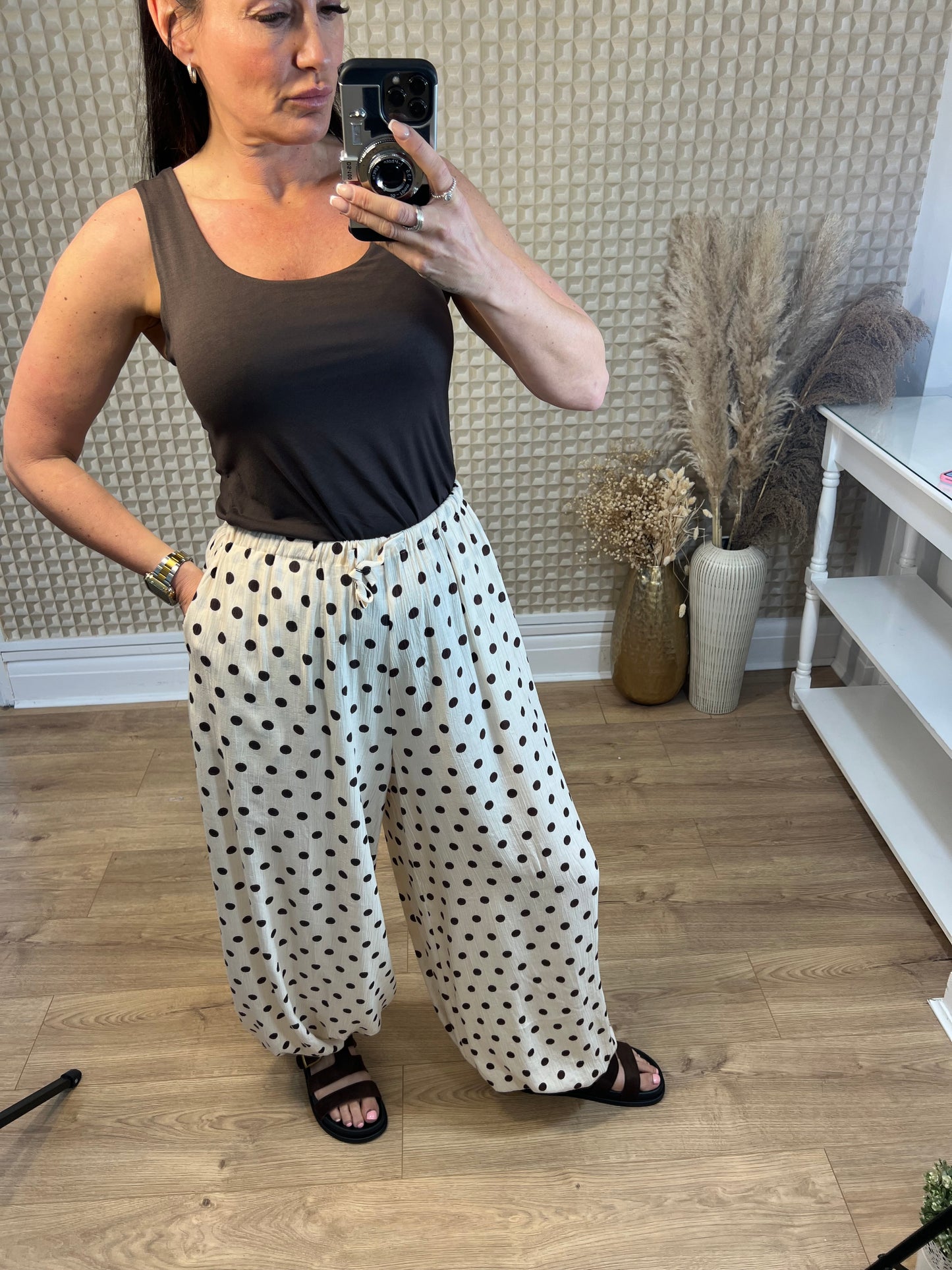 S/M Polka Cuffed Ankle pants