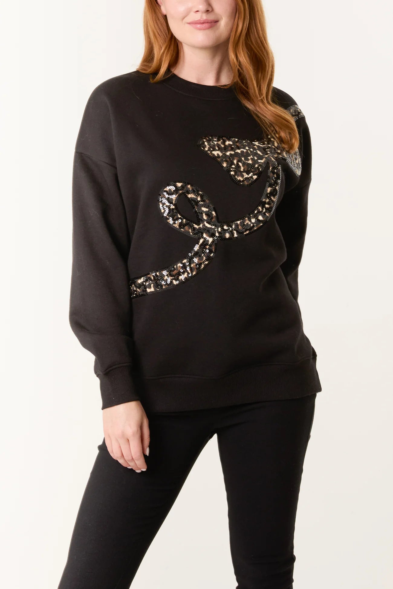 Black leopard Bow Sweater