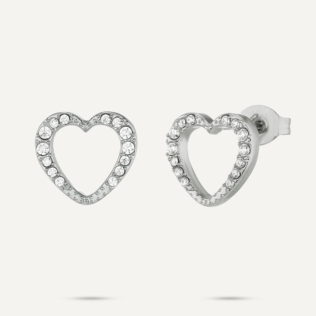 Silver & Diamanté Heart Earrings