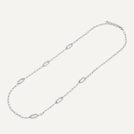 Long Silver Link Necklace