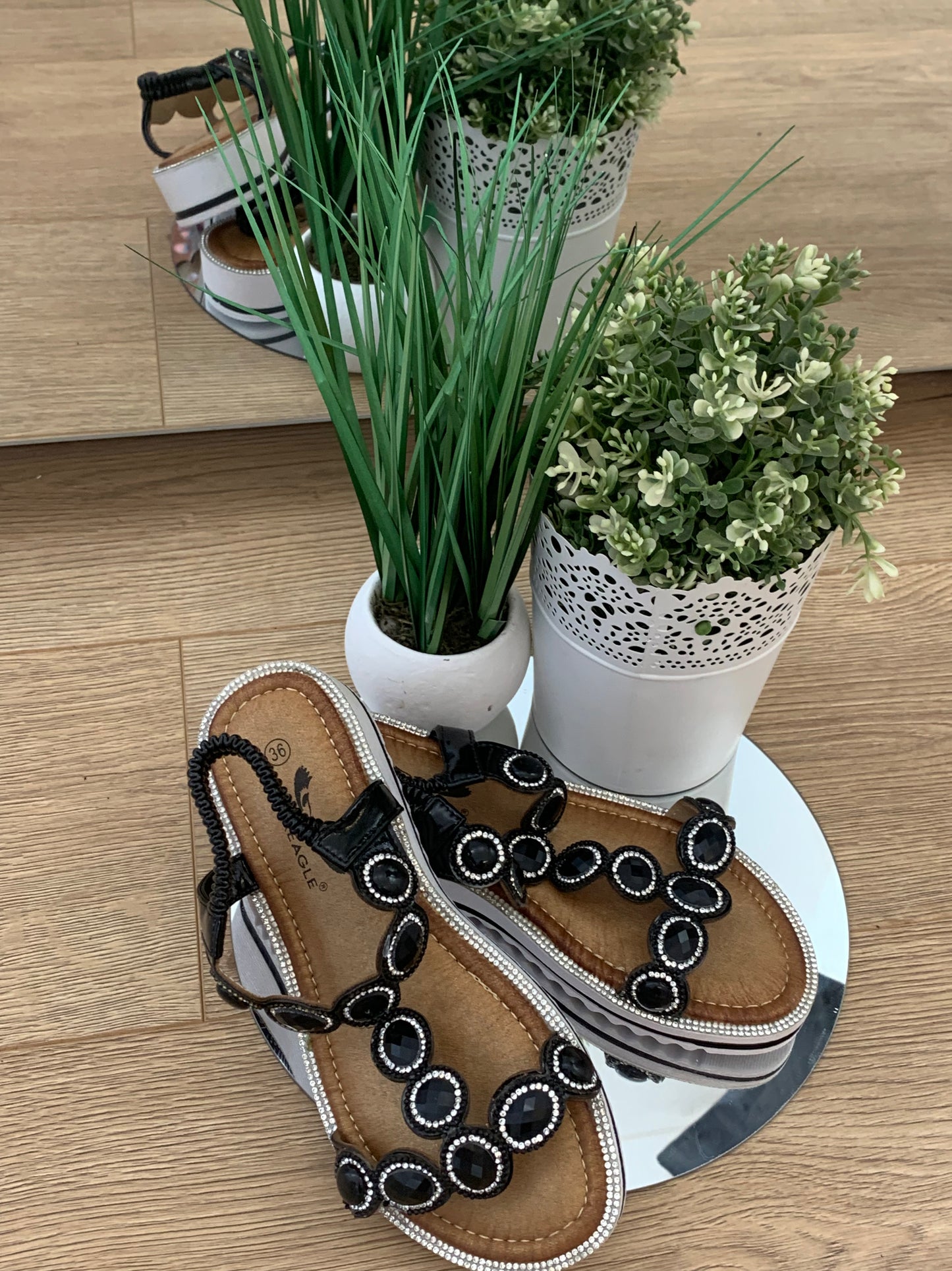 Black Jewelled Sandal