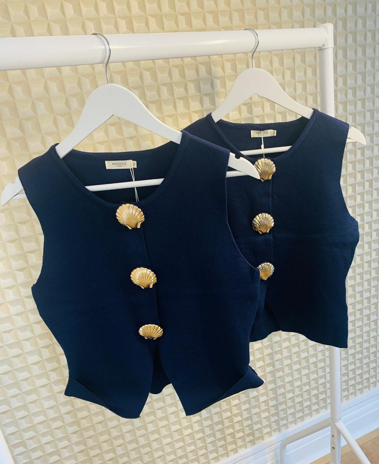 Navy Meshell Top