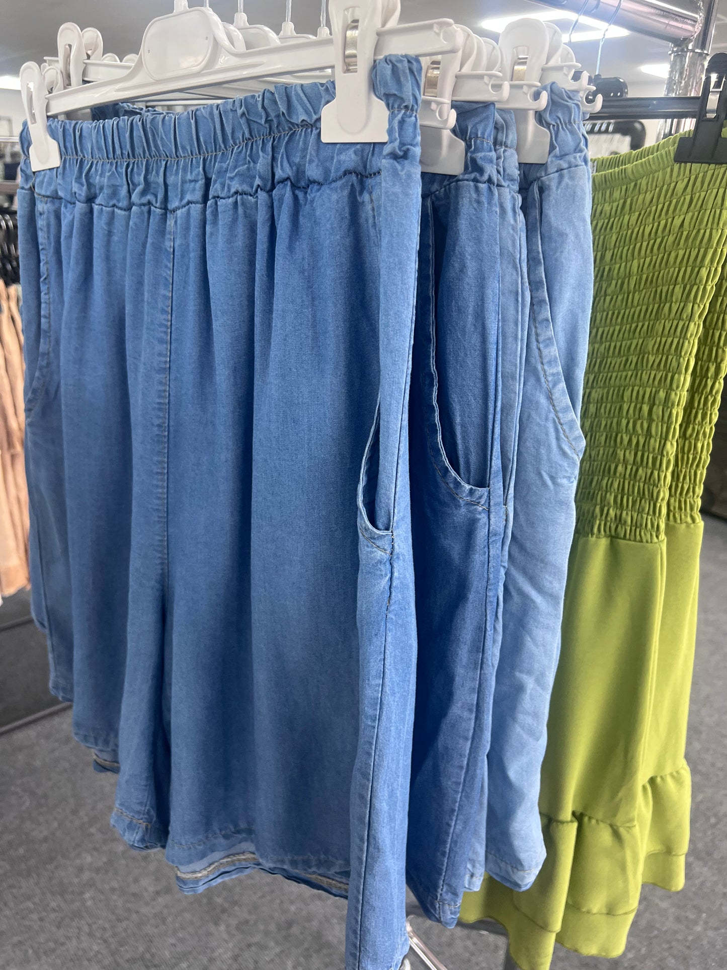 Cotton Denim Look Shorts