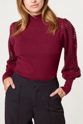 Wine Mesh Sleeve Jumper