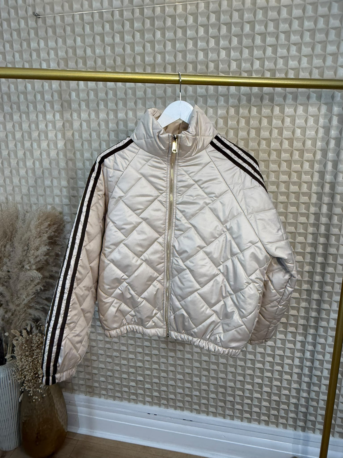 Four Stripe Quilted Bomber Jacket